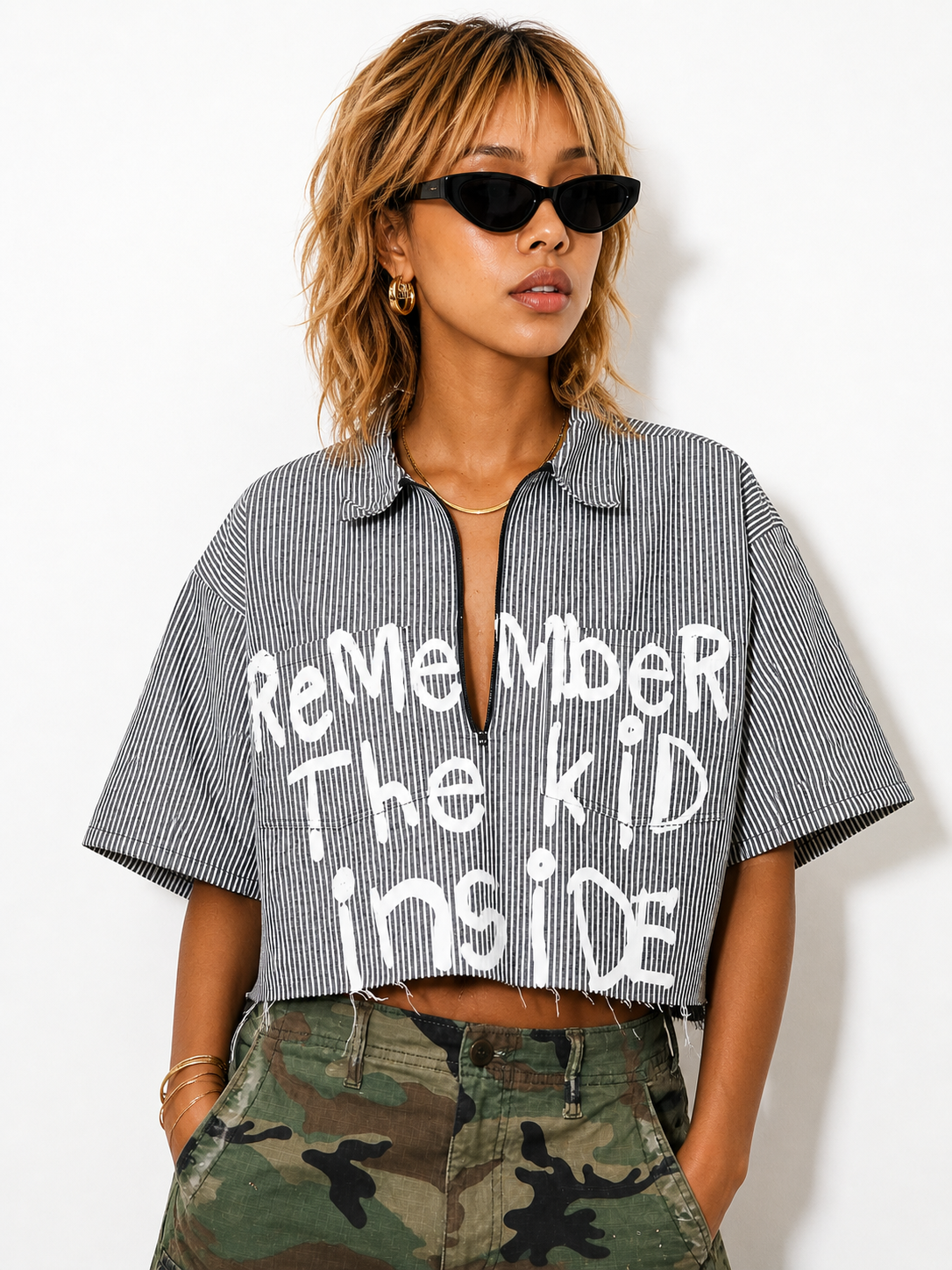 REMEMBER THE KID INSIDE — Women’s Cropped Work Tee (Ben Davis)