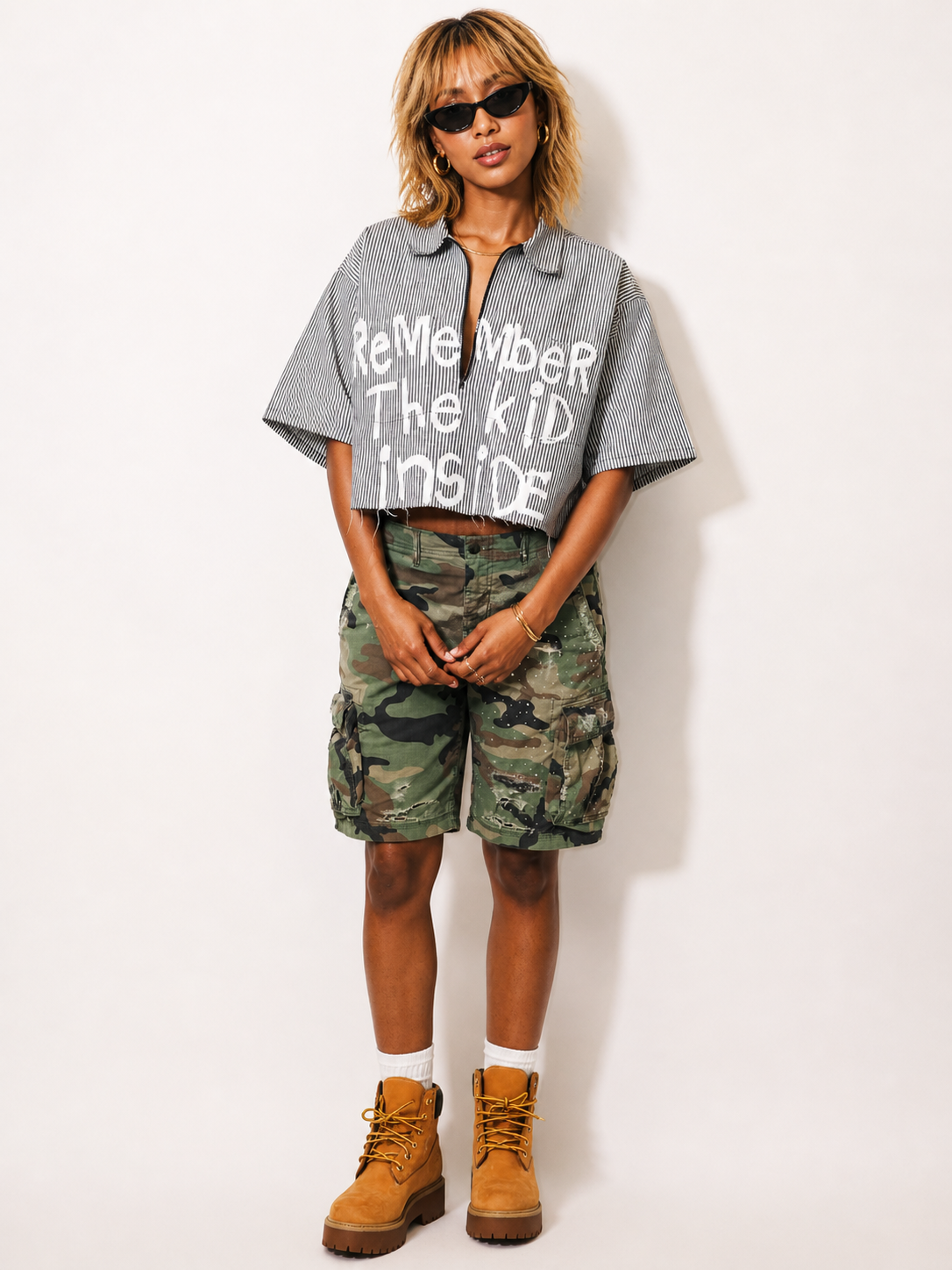 REMEMBER THE KID INSIDE — Women’s Cropped Work Tee (Ben Davis)
